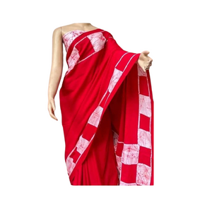 Red & White Colour Bathik Saree - SOL014
