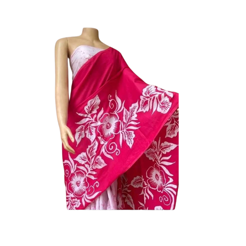 Pink & White Colour Bathik Saree - SOL012