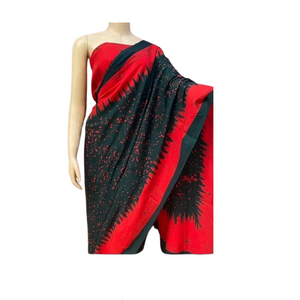 Red & Black Colour Bathik Saree - SOL017