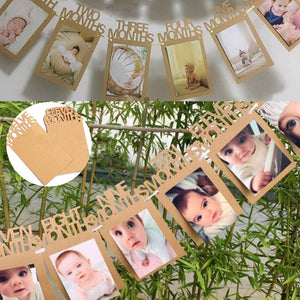 1-12Months 1st Birthday Photo Frame Shower Bunting Banner