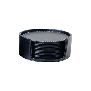 Leather Coaster Set - Black