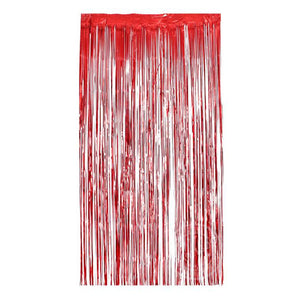 2m x 1m Metallic Foil Fringe Curtain - Red