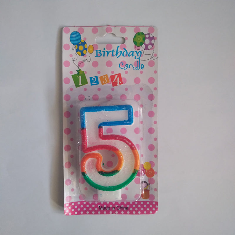 Rainbow Numerical Candle - Number 5