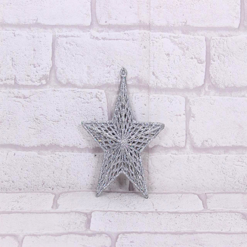Christmas Decor Net Design Star - Silver Colour