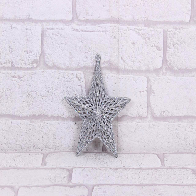 Christmas Decor Net Design Star - Silver Colour