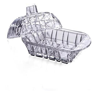 Glass Butter Dish - Cut Glass Design