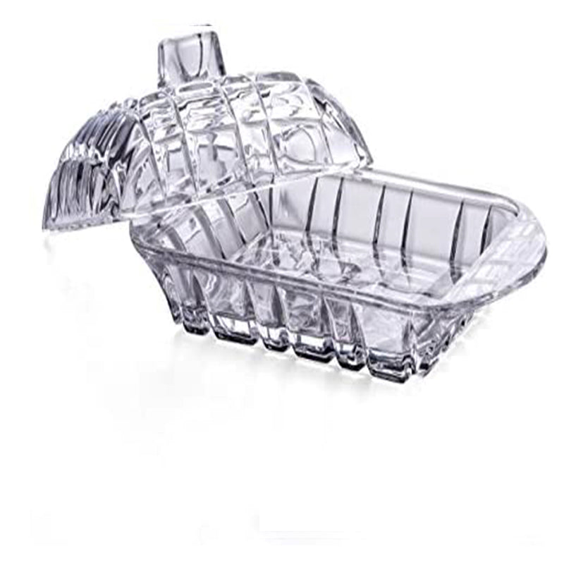 Glass Butter Dish - Cut Glass Design