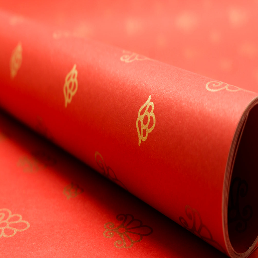 Wrapping Paper - Red with Gold