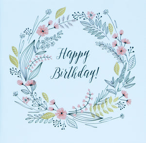 Gift Card Small - Happy Birthday with Flower Wreath