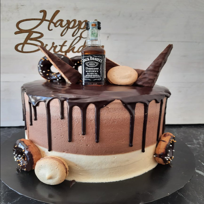 Chocolate Cake with Chocolate Ganache and Happy Birthday Topper 2kg