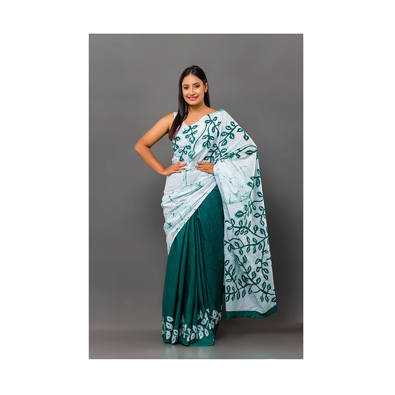 Green Leaves Batik Saree
