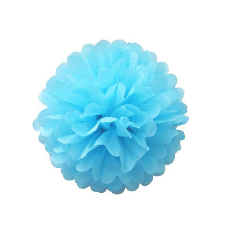 Tissue Paper Pom Poms Flower Light Blue