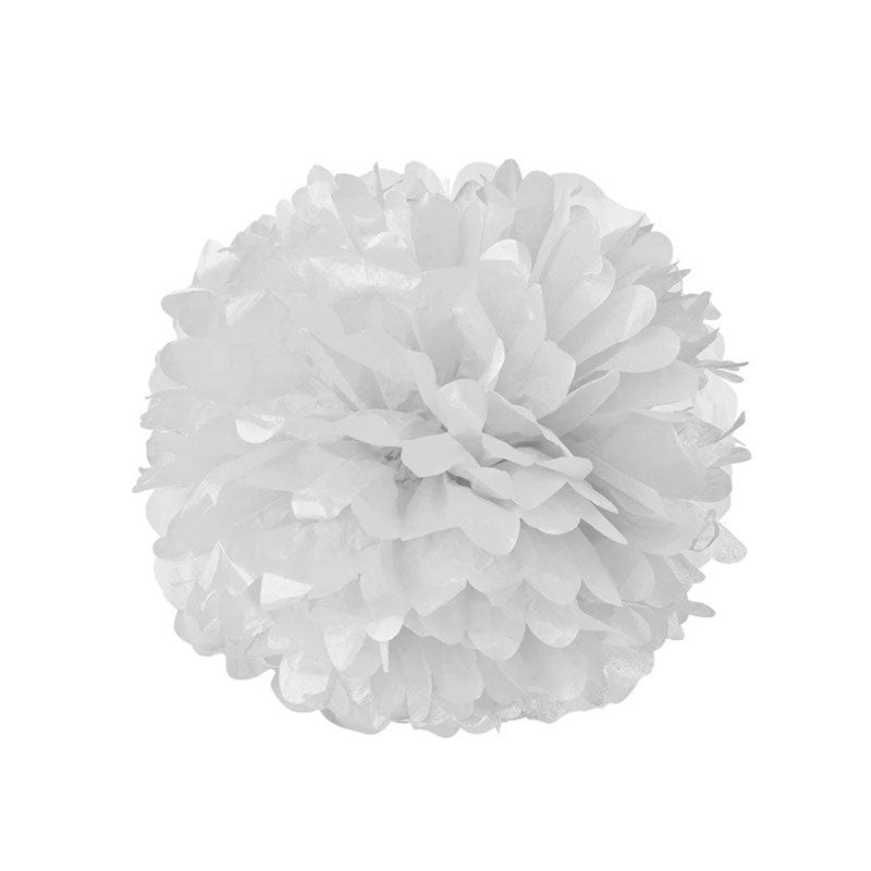 Tissue Paper Pom Poms Flower White
