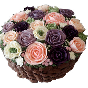 Flower Basket Cake 1kg  (Chocolate Cake with Butter Cream Flowers )