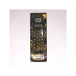 6 Pcs Tall Cake Candles - Black & Gold