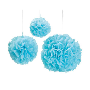 Tissue Paper Pom Poms Flower - Light Blue