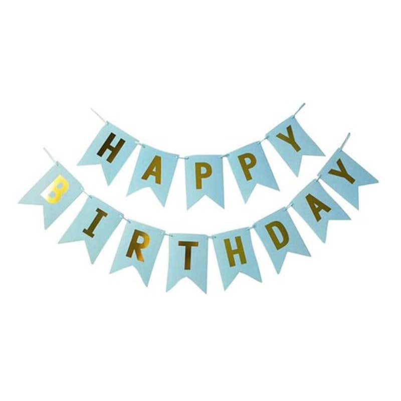 Happy Birthday Banner with Gold Letters