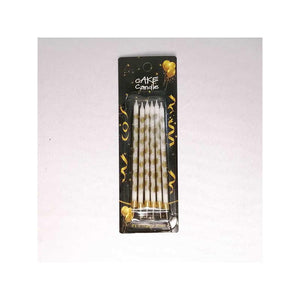 6 Pcs Tall Cake Candles - White & Gold